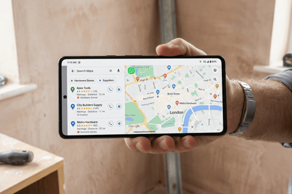 estratégias de seo local para gesseiro no Google Maps em smartphone