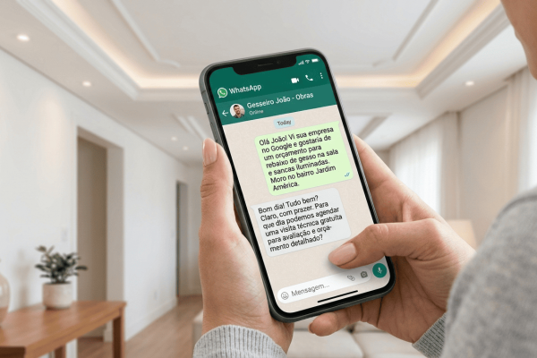 orcamento pelo whatsapp gesseiro recebido após cliente encontrar perfil no google